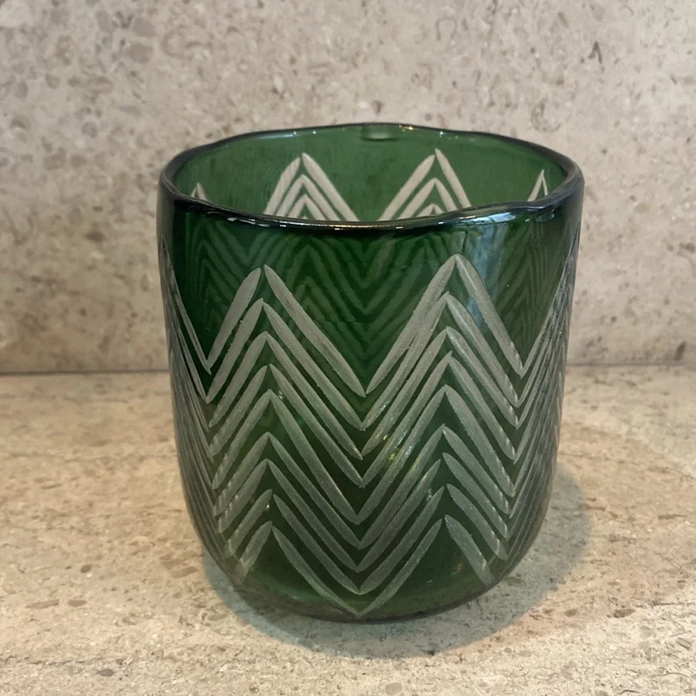 (2) Crate&Barrel Etched Glass Candle Holders. Set of 2. - Picture 6 of 8